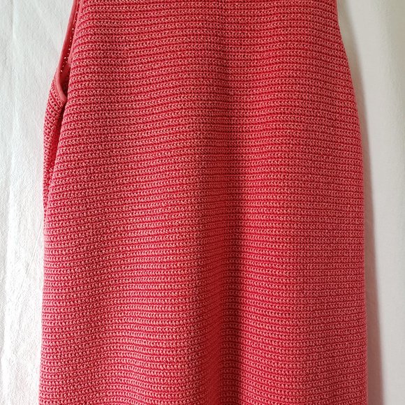 theory Bronella Arabis Tint Salmon Pink Crochet Tank Shift Mini Dress M Medium - Picture 7 of 12